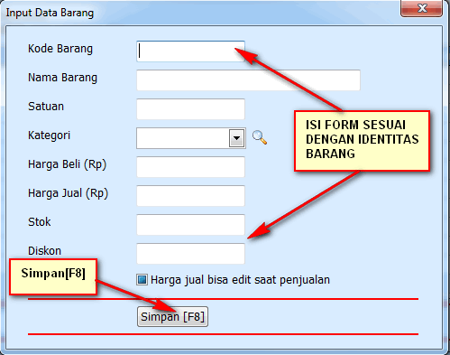 Input Data Barang Pada Sid Retail Pro